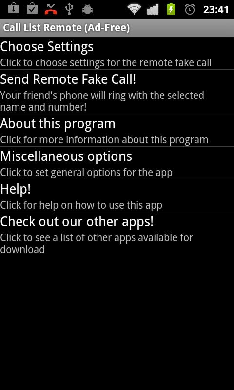 Android application Call Faker Remote ™ (ad-free) screenshort