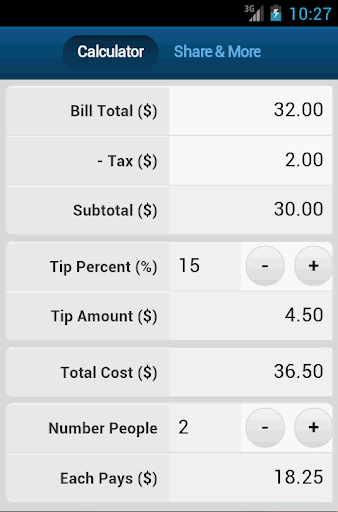 Bill Tip Split Calculator