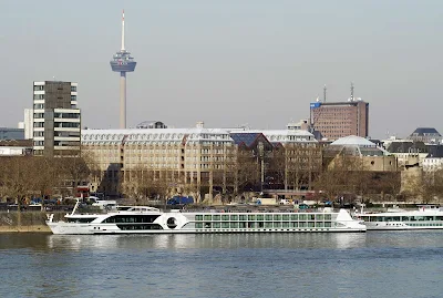 Tauck's 118-passenger Swiss Jewel river cruise ship in Cologne, Germany.