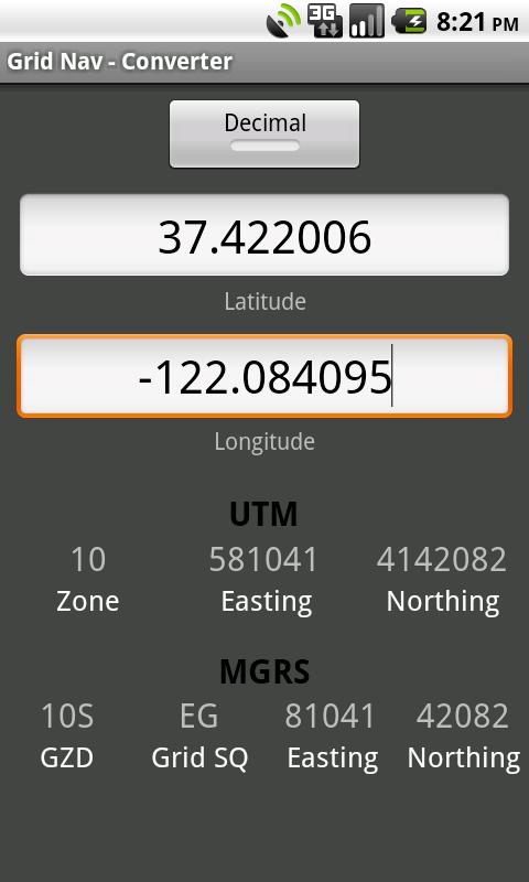 Grid Nav MGRS Utility Screen 2