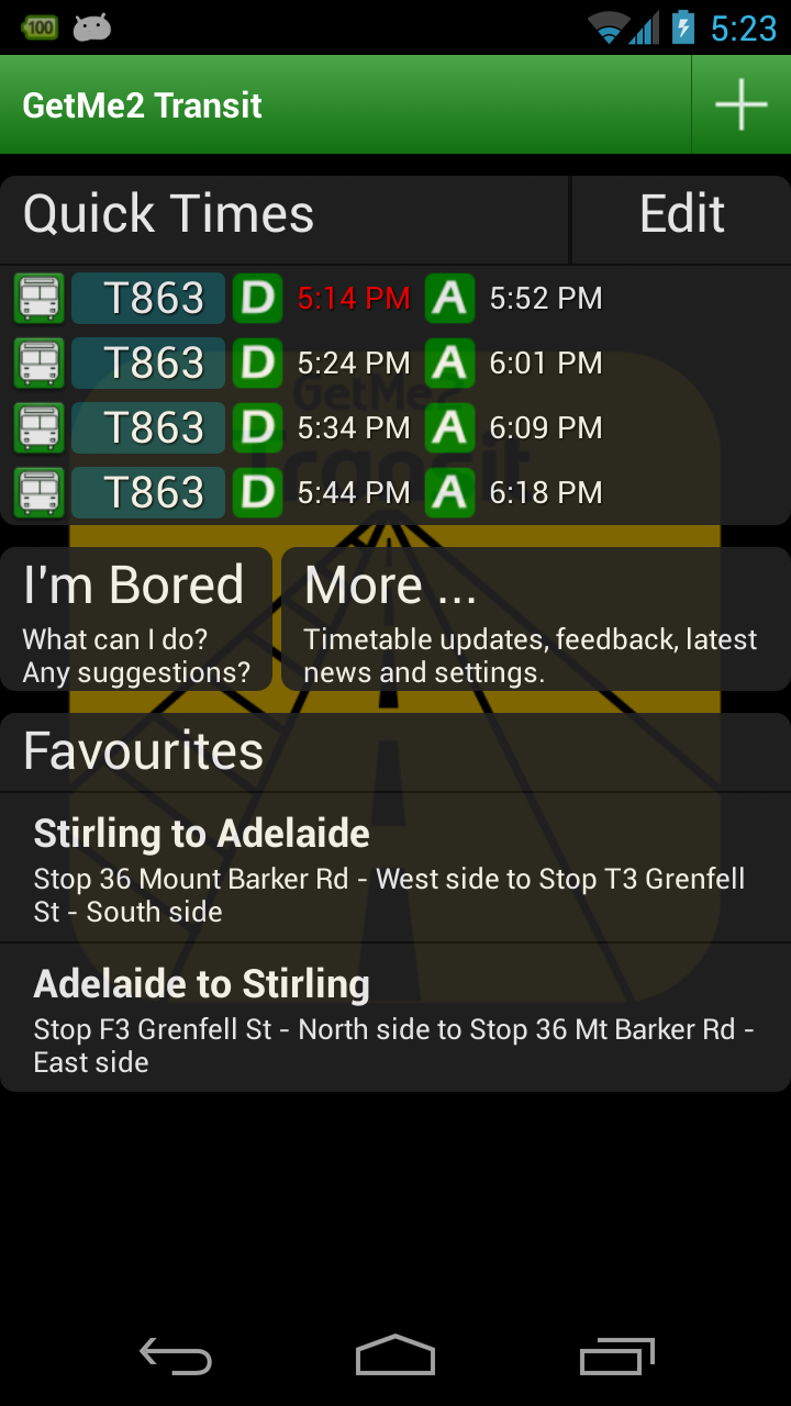 GetMe2 Transit Screen 1