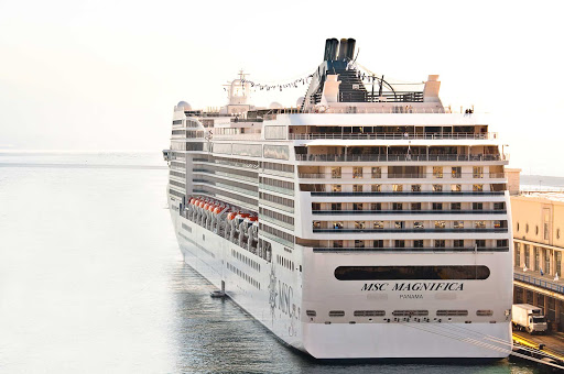 A few of the aft of MSC Magnifica as she prepares for a voyage.