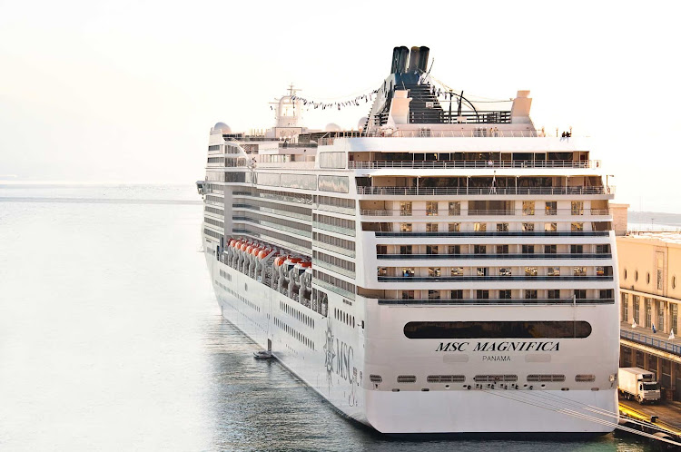 A few of the aft of MSC Magnifica as she prepares for a voyage.