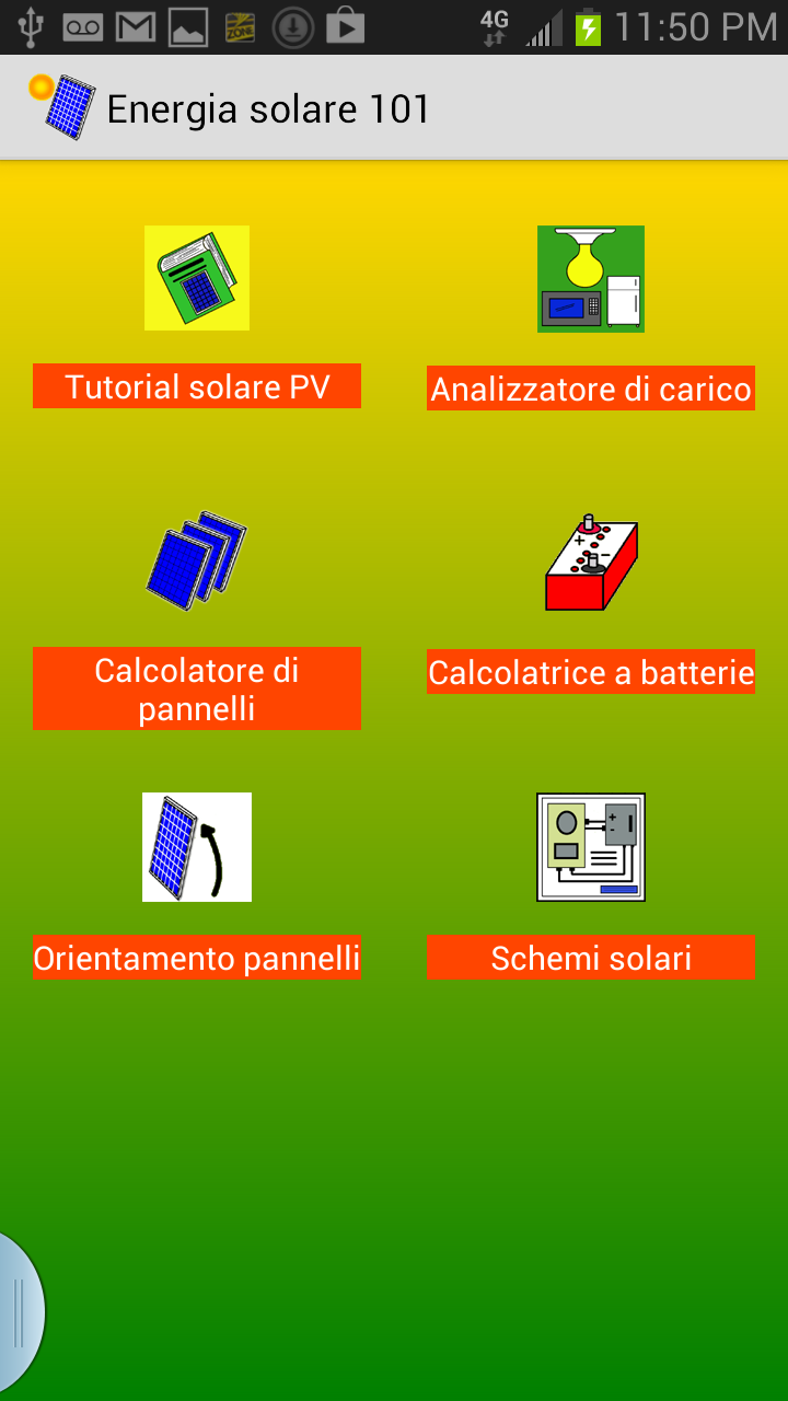Android application PV Solar Energy 101 screenshort