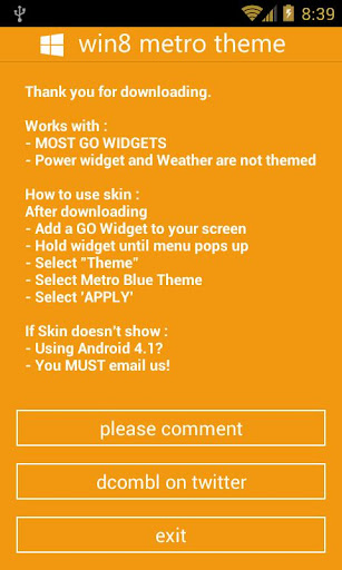 GOWidget - Win8 Orange Theme
