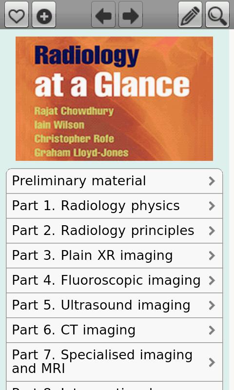 Android application Radiology at a Glance screenshort