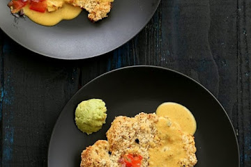 Almond Crusted Cauliflower with Nacho Cheese Sauce