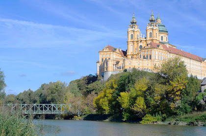 Melk Abbey, a Benedictine abbey overlooking the Danube above the town of Melk, Austria.