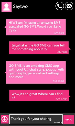 GO SMS Pro WP8 PinK ThemeEX