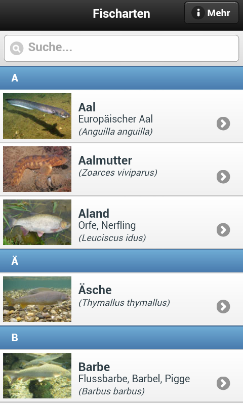 Android application Fischbestimmung FishFinder 3.0 screenshort