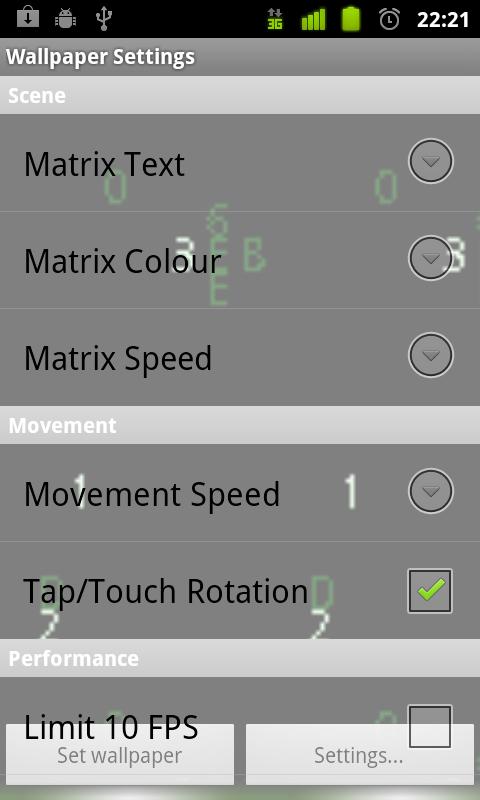 3D Dynamic Matrix LWP Screen 3