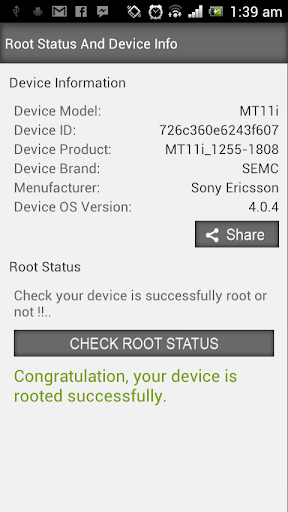 Root Status Device Info