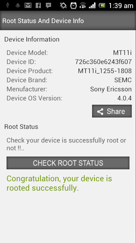 Checking device status. Root device.