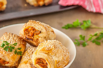 Pumpkin & Harissa vegetarian sausage rolls