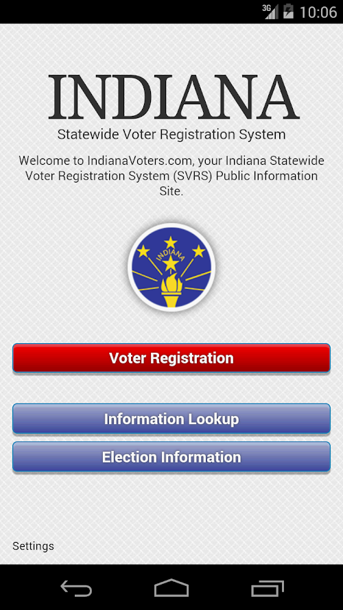Android application Indiana Voters screenshort