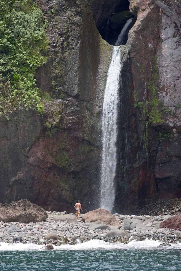 Waterfall at Kalaupapa on the Hawaiian island of Molokai. 