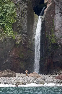 Waterfall at Kalaupapa on the Hawaiian island of Molokai. 