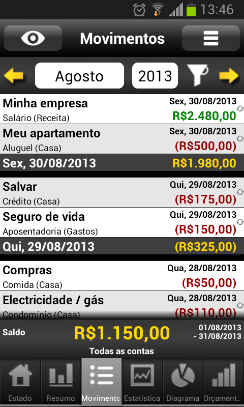 Meu orçamento - screenshot