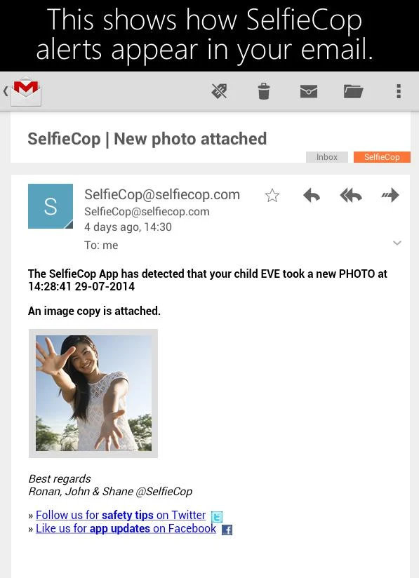 SelfieCop. Prevent sexting. - screenshot