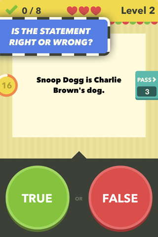 True or False - Test Your Wits Screen 1