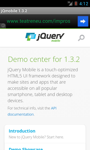 jQuery mobile 1.3.2 Demos docs