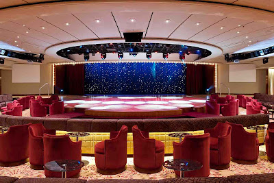 Galaxy Lounge on the Crystal Symphony offers cozy tables and live entertainment.