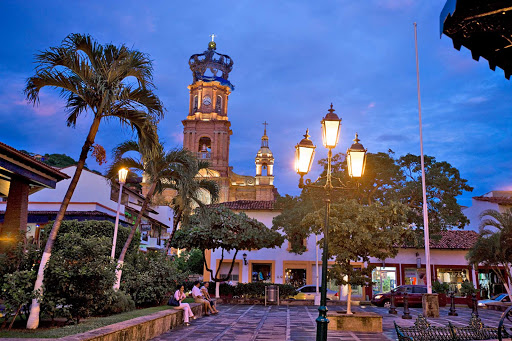 The Zocalo, the historical center and main downtown square, of Puerto Vallarta, Mexico.