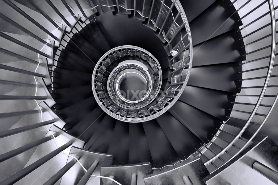 Perfect Spiral by Antonio Amen - Black & White Buildings & Architecture