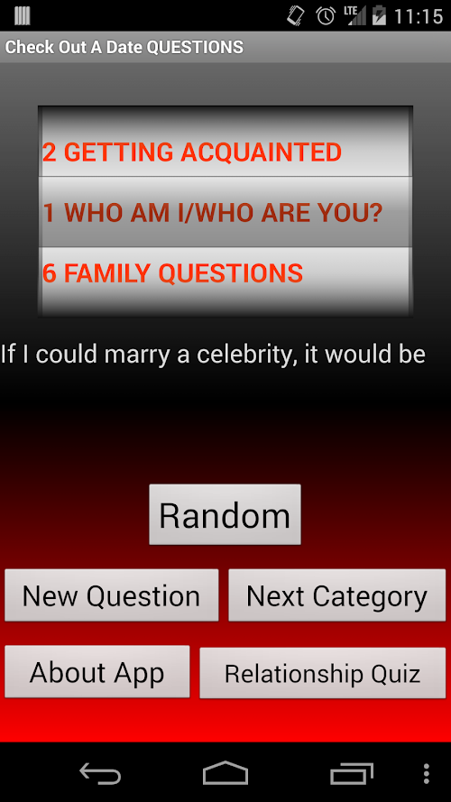 Android application Check Out A Date QUESTIONS screenshort