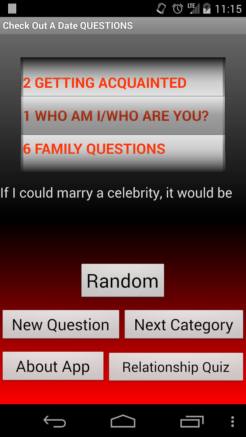 Check Out A Date QUESTIONS Screen 1