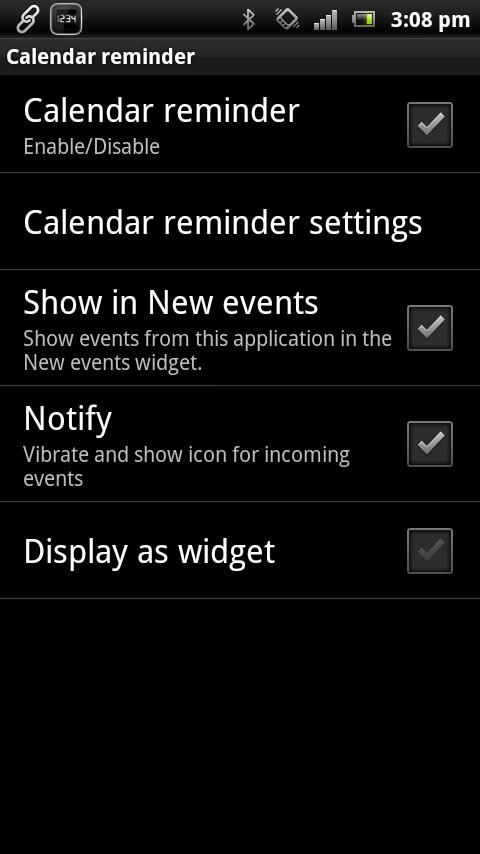 Calendar reminder Smart Extras Screen 3