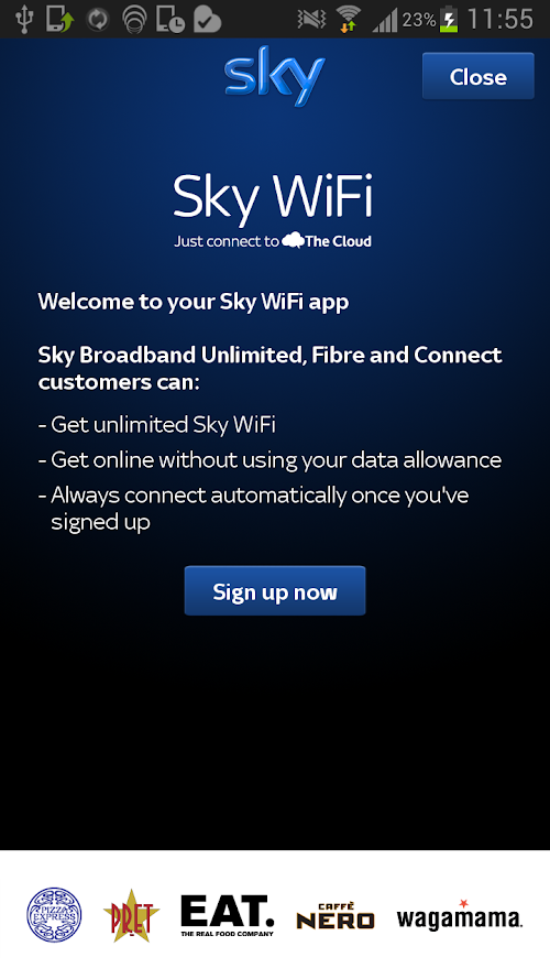 Android application Sky WiFi screenshort