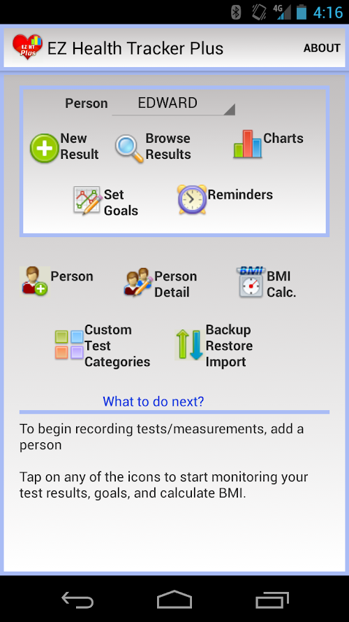 Android application EZ Health Tracker Plus screenshort