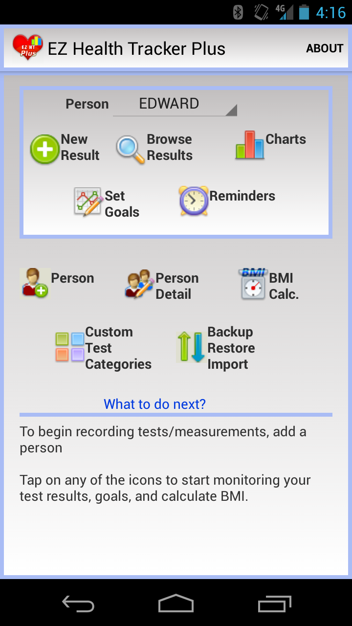 EZ Health Tracker Plus Screen 1