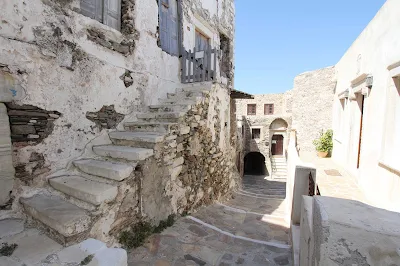 The winding paths of Apeirathos on the island of Naxos, Greece.