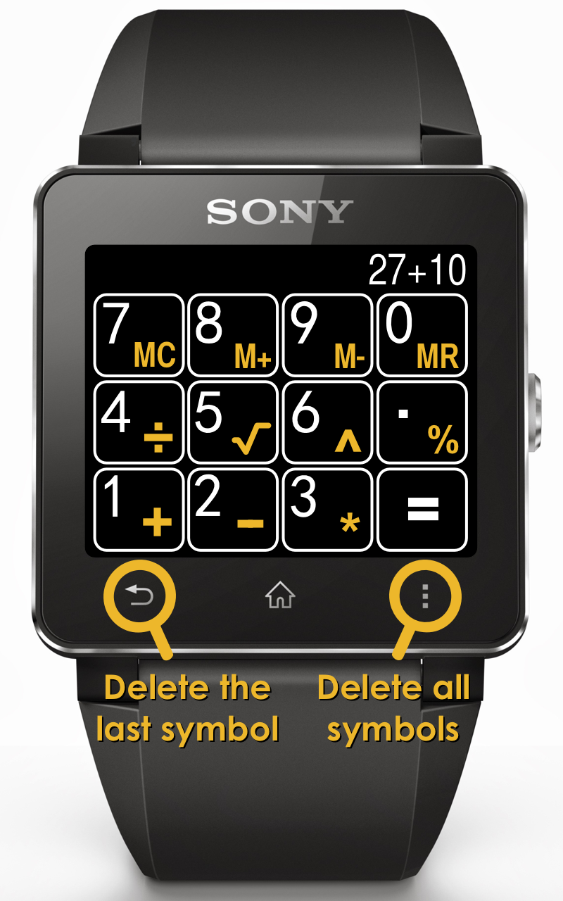 Android application Calculator for SmartWatch screenshort