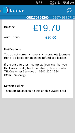 Oyster Card Balance