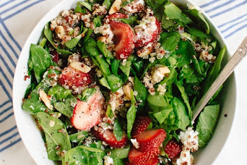 Chopped Strawberry and Spinach Salad with Quinoa and Goat Cheese