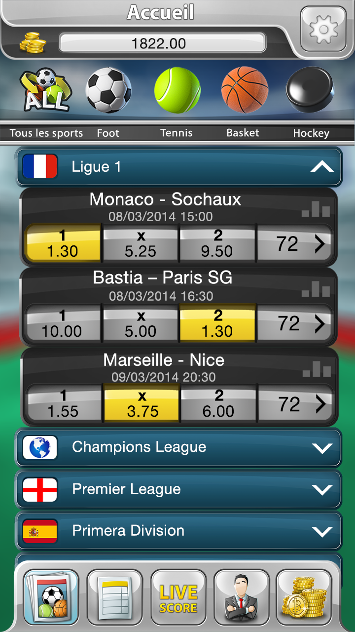 Android application Sportsbook Game - Bookie screenshort