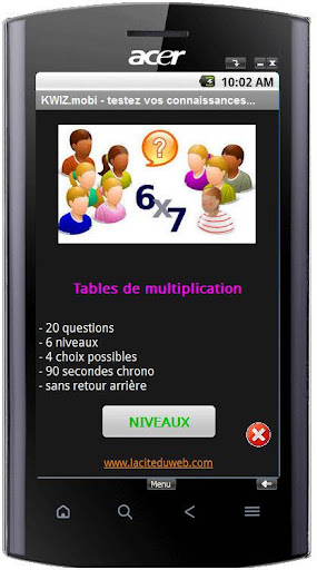 Tables de multiplication - QCM