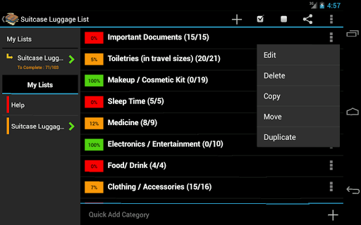 Suitcase Luggage List - FREE