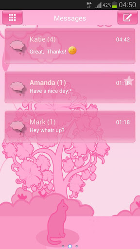 GO SMS Pro Theme Pink Cat