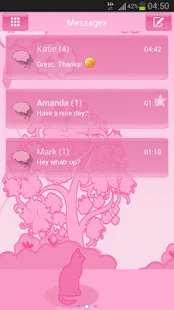 GO SMS Pro Theme Pink 短信臨主題粉紅貓