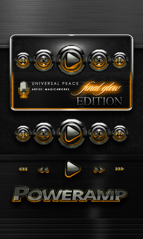 Poweramp widget Orange Glow Screen 2