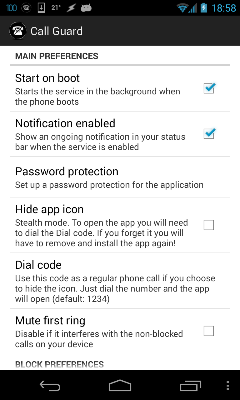 Call Guard-SMS &amp; Call Blocker Screen 2