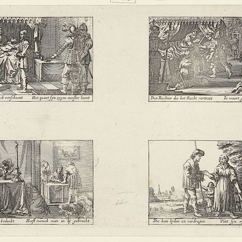 De laatste vier episoden uit de Rechtspraak van graaf Willem III, anonymous, after Salomon
