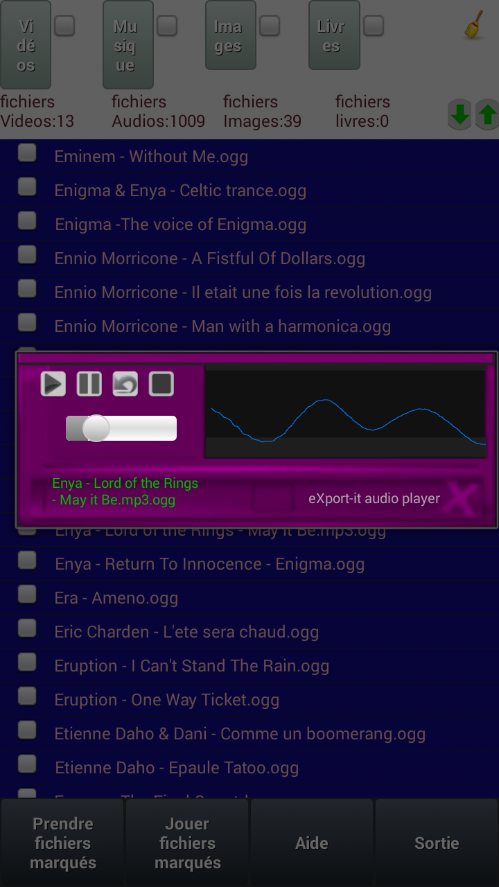 Android application eXport-it UPnP Client/Server screenshort
