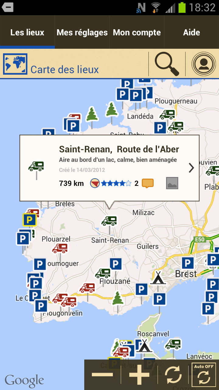 Android application park4night - Motorhome camper screenshort