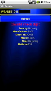 VIN Decoder Screenshots 1