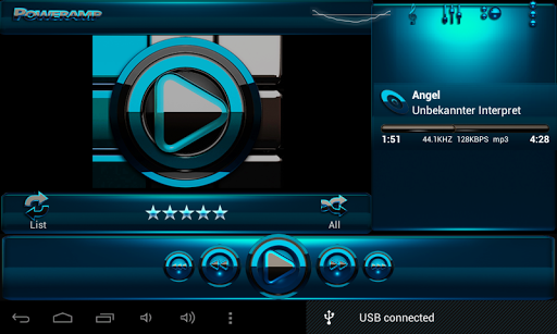 【免費音樂App】Poweramp skin Black Light blue-APP點子